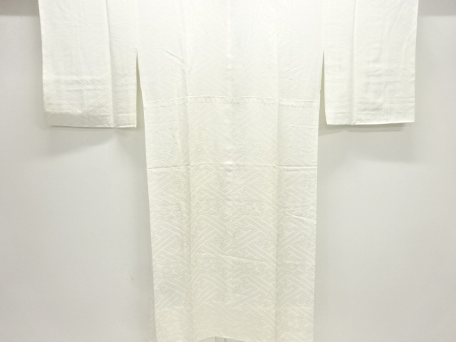 未使用品　紗綾形に花模様織出し単衣長襦袢